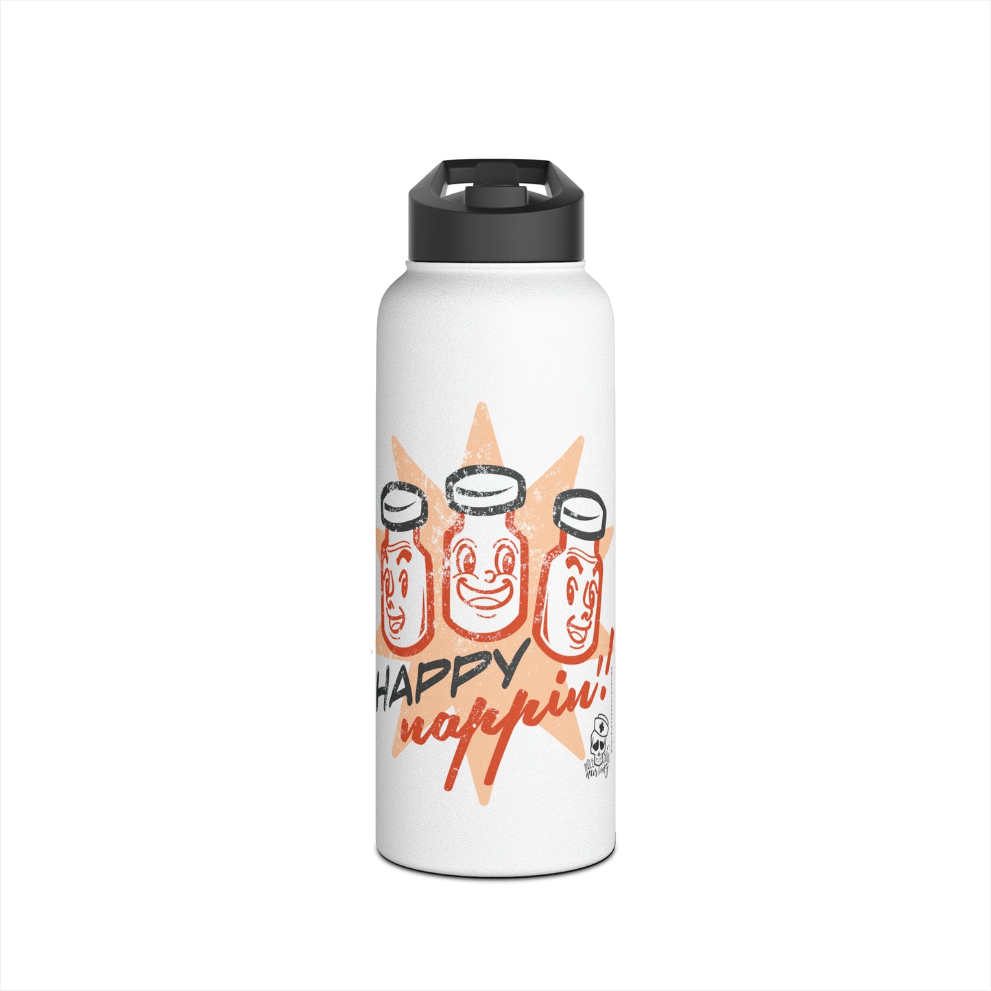 Happy Nappin' Stainless Steel Water Bottle, 32oz